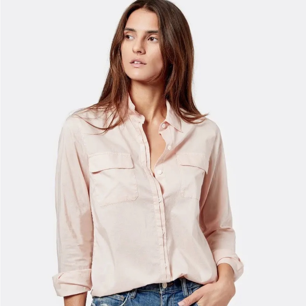 Joie Ula 100% Cotton Blush Pink Long Sleeve Button Down Blouse Shirt